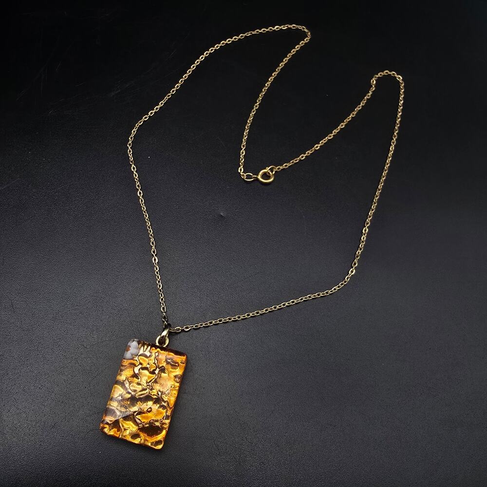 Murano Glass Pendant Necklace Brown Daisy Vintage Costume Jewelry